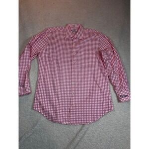 Peter Millar Men's Large Pink White Checkered  Button Down Shirt Titleist Golf